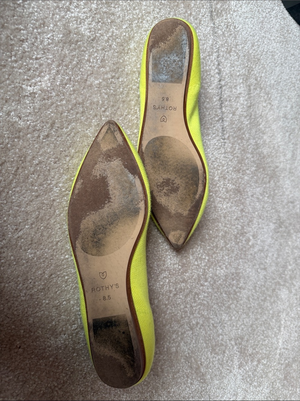 Rothy's Pointed Wool Knit Flats in Bright Yellow with Charcoal Trim - Picture 6 of 6